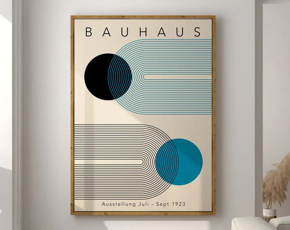 Modern pink geometric bauhaus canvas poster living room wall art