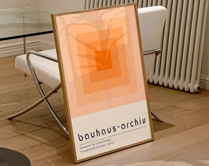Modern pink geometric bauhaus canvas poster living room wall art