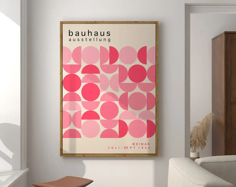 Modern pink geometric bauhaus canvas poster living room wall art
