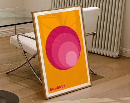 Retro red & green geometric bauhaus wall art living room canvas poster