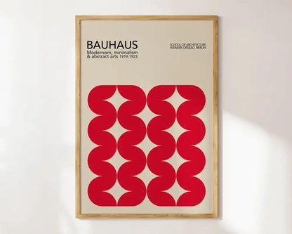 Retro pink & orange geometric bauhaus canvas poster living room wall art