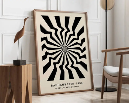Retro pink & orange geometric bauhaus canvas poster living room wall art