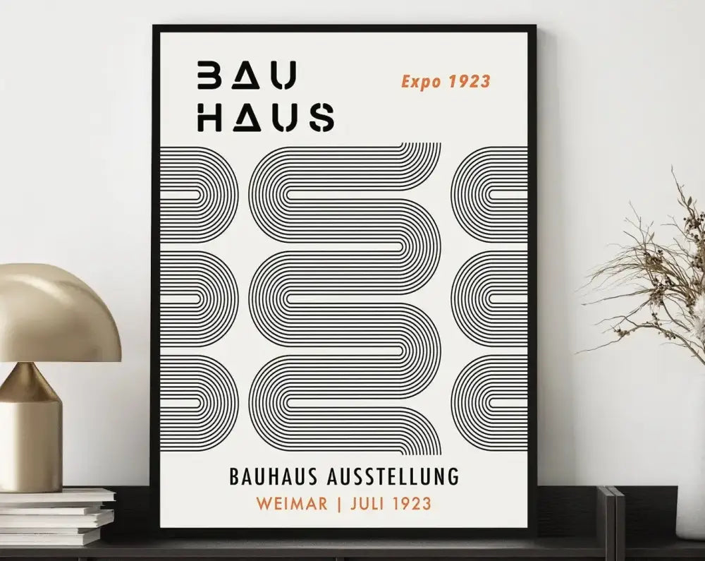 Modernist bauhaus geometric framed canvas poster living room wall art