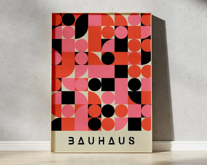 Retro yellow geometric bauhaus canvas poster living room wall art
