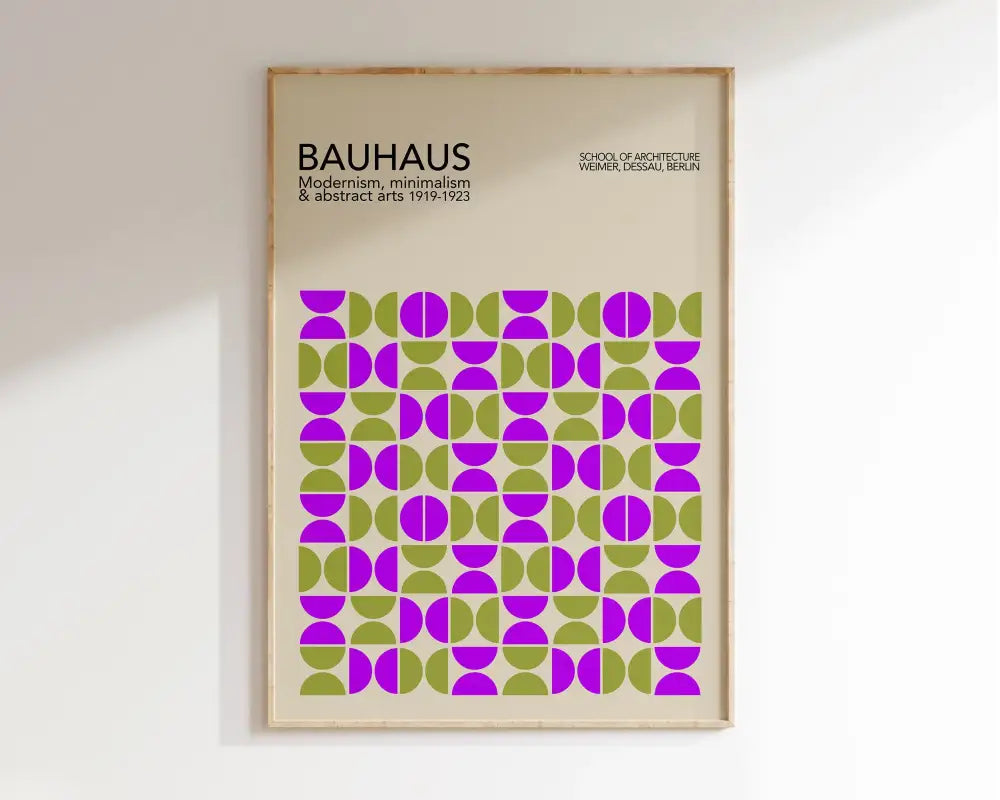 Modernist bauhaus geometric framed canvas poster living room wall art