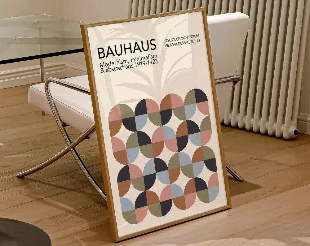 Retro yellow geometric bauhaus canvas poster living room wall art
