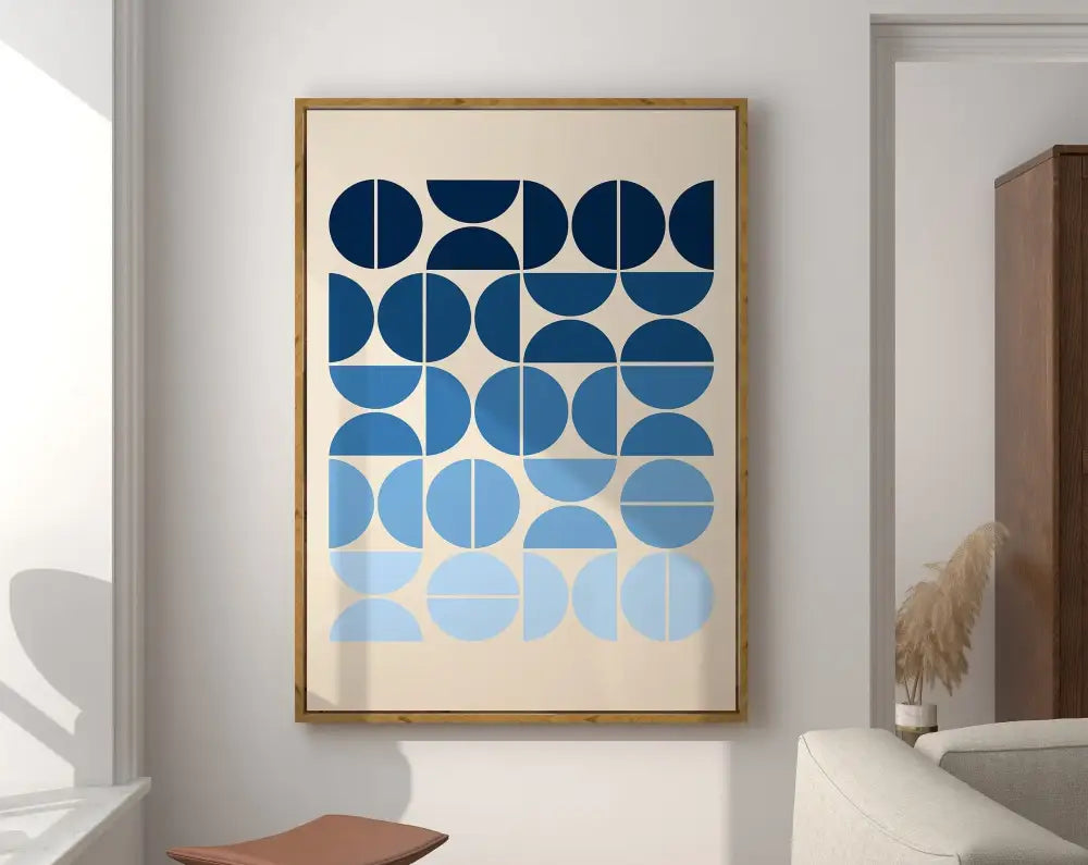 Pink & green geometric bauhaus canvas print living room wall art