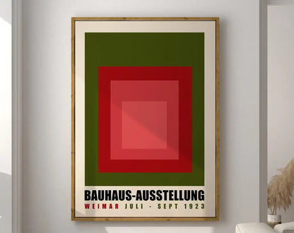 Pink & green geometric bauhaus canvas print living room wall art