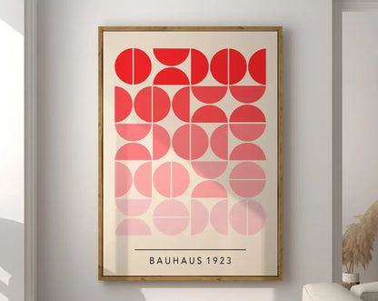Pink & green geometric bauhaus canvas print living room wall art