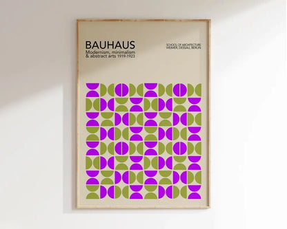 Geometric bauhaus canvas poster for living room rainbow wall art
