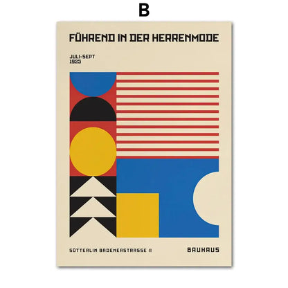 Bauhaus geometric pop art canvas prints living room wall decor