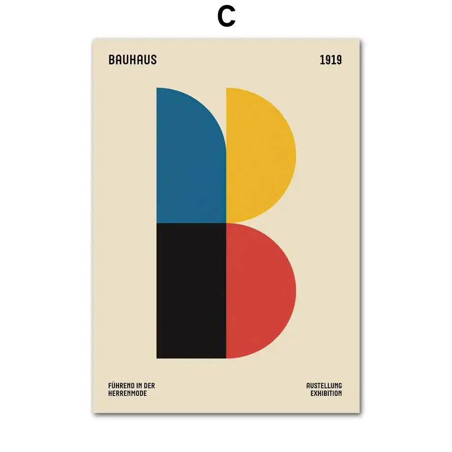 Bauhaus geometric pop art canvas prints living room wall decor