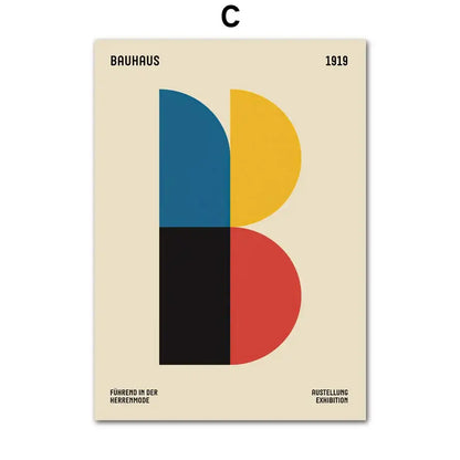 Bauhaus geometric pop art canvas prints living room wall decor