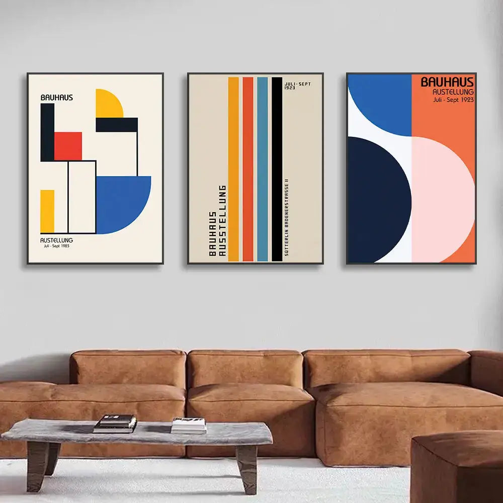 Bauhaus geometric pop art canvas prints living room wall decor