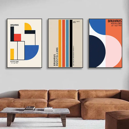 Bauhaus geometric pop art canvas prints living room wall decor