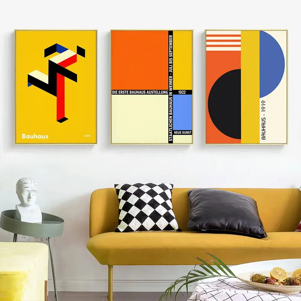 Bauhaus geometric pop art canvas prints living room wall decor