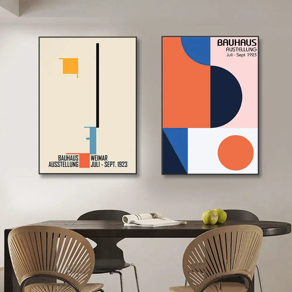Bauhaus geometric pop art canvas prints living room wall decor