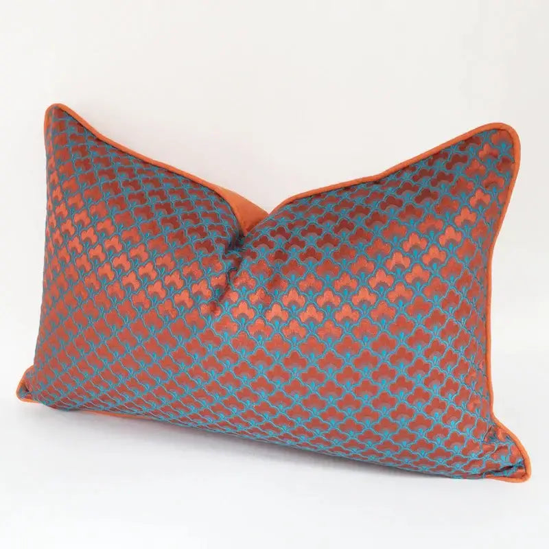 geometric blue & red jacquard waist pillow case bedroom