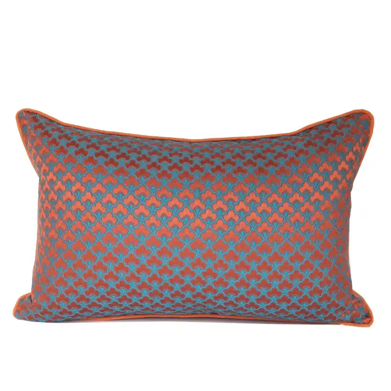 geometric blue & red jacquard waist pillow case bedroom