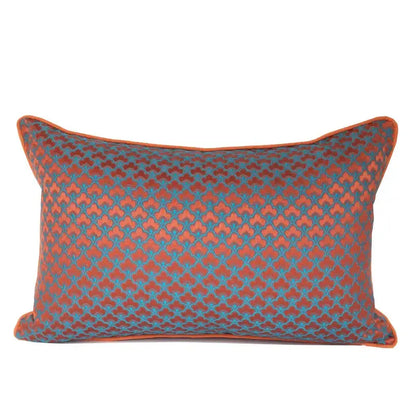 geometric blue & red jacquard waist pillow case bedroom