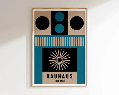Bauhaus black & white geometric canvas wall art for living room