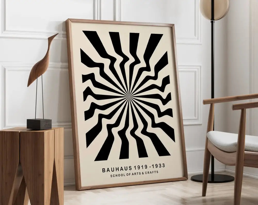 Bauhaus pink & navy geometric canvas poster living room wall art
