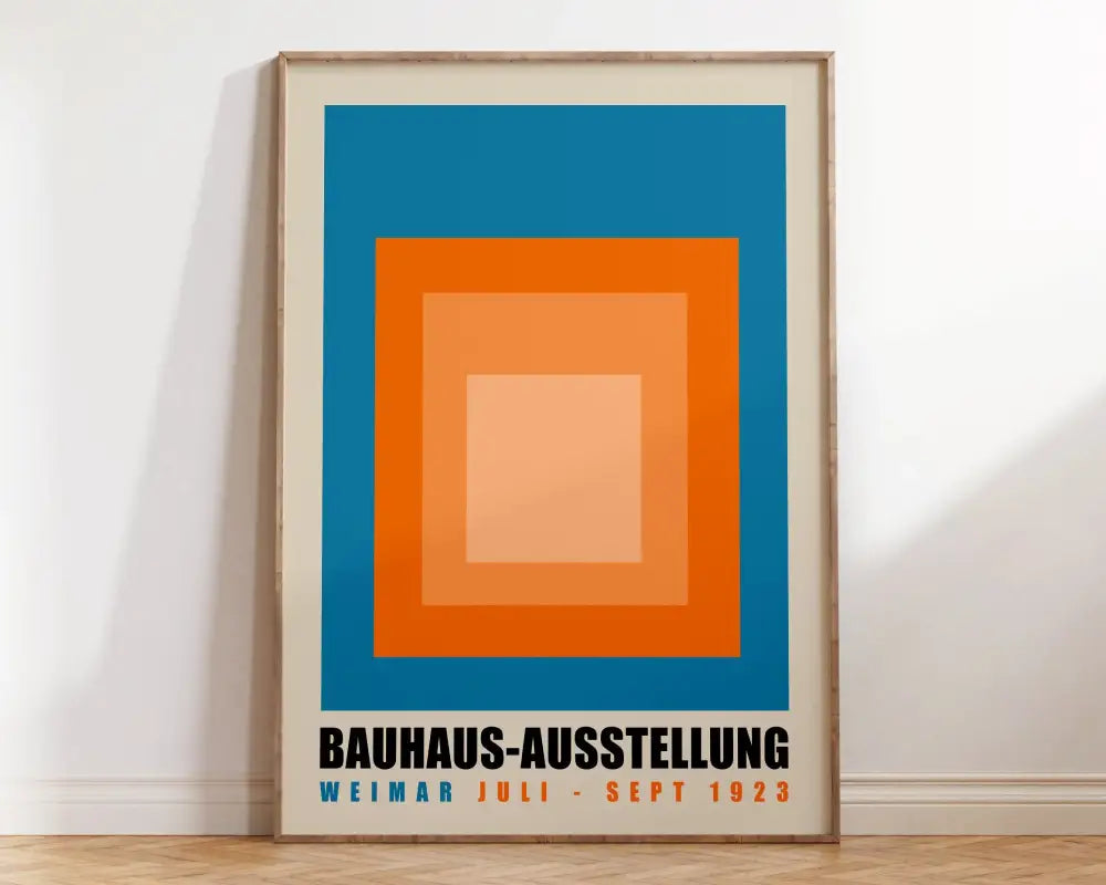 Bauhaus pink & navy geometric canvas poster living room wall art