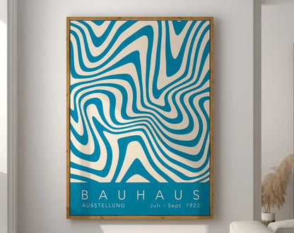 Bauhaus pink & navy geometric canvas poster living room wall art