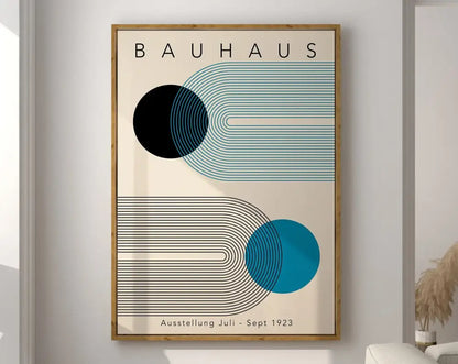 Bauhaus pink & black geometric canvas poster living room wall art