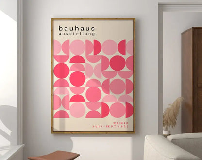 Modernist bauhaus pink & orange geometric canvas poster living room