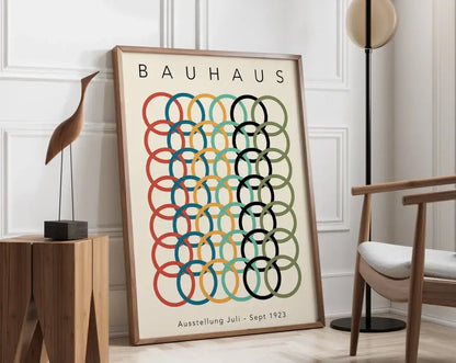 Modernist bauhaus pink & orange geometric canvas poster living room