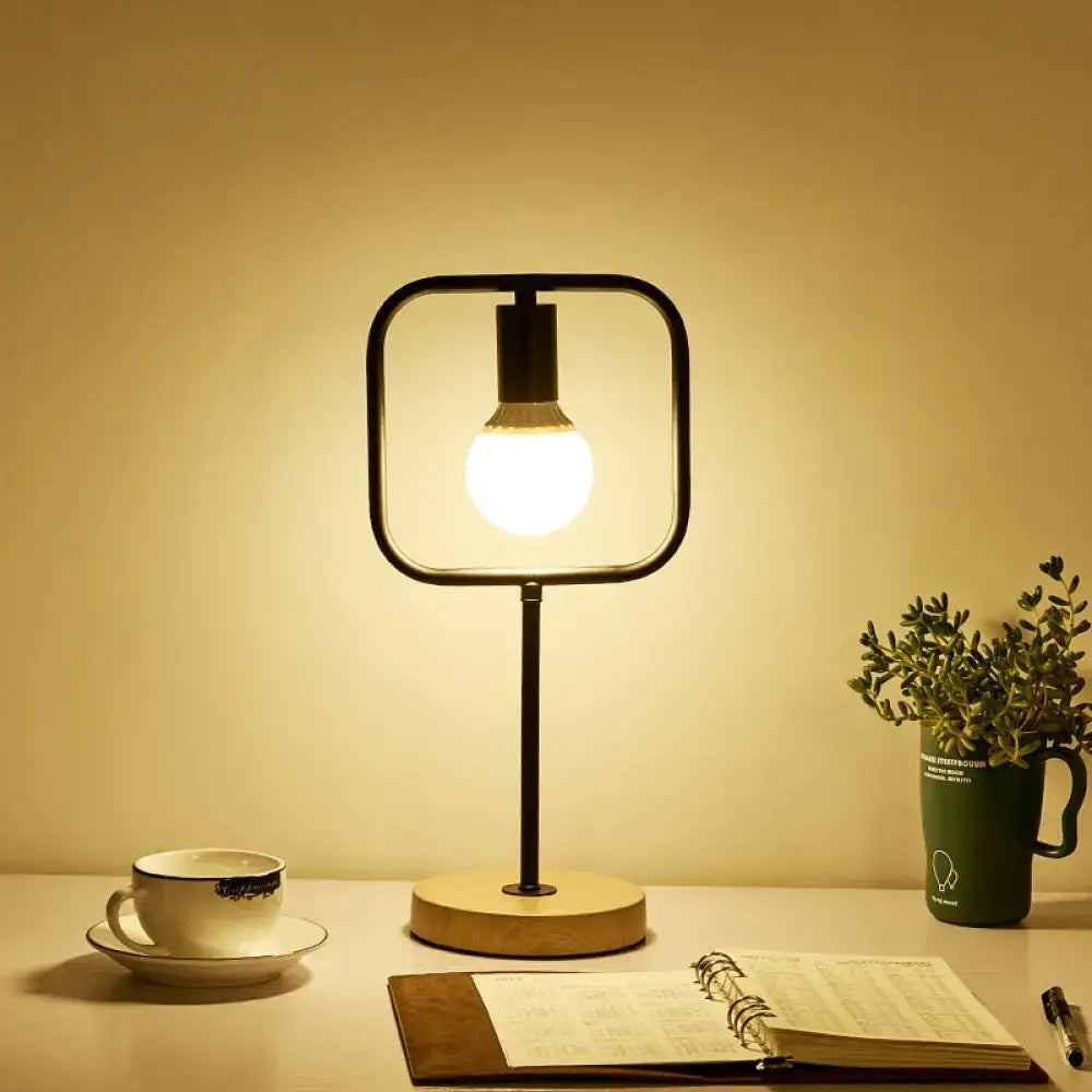 Modern geometric frame metal table lamp bedroom night light