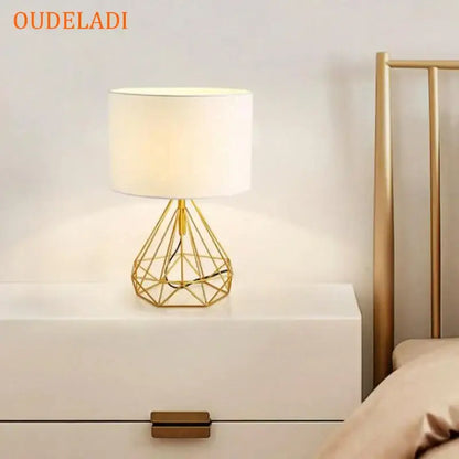 geometric gold desk lamp black bedroom table light
