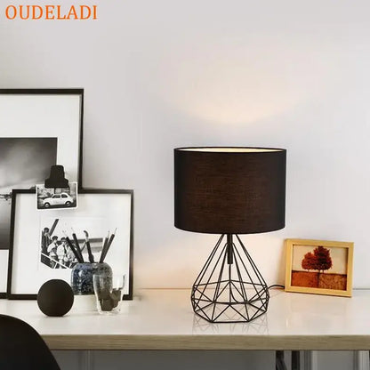 geometric gold desk lamp black bedroom table light