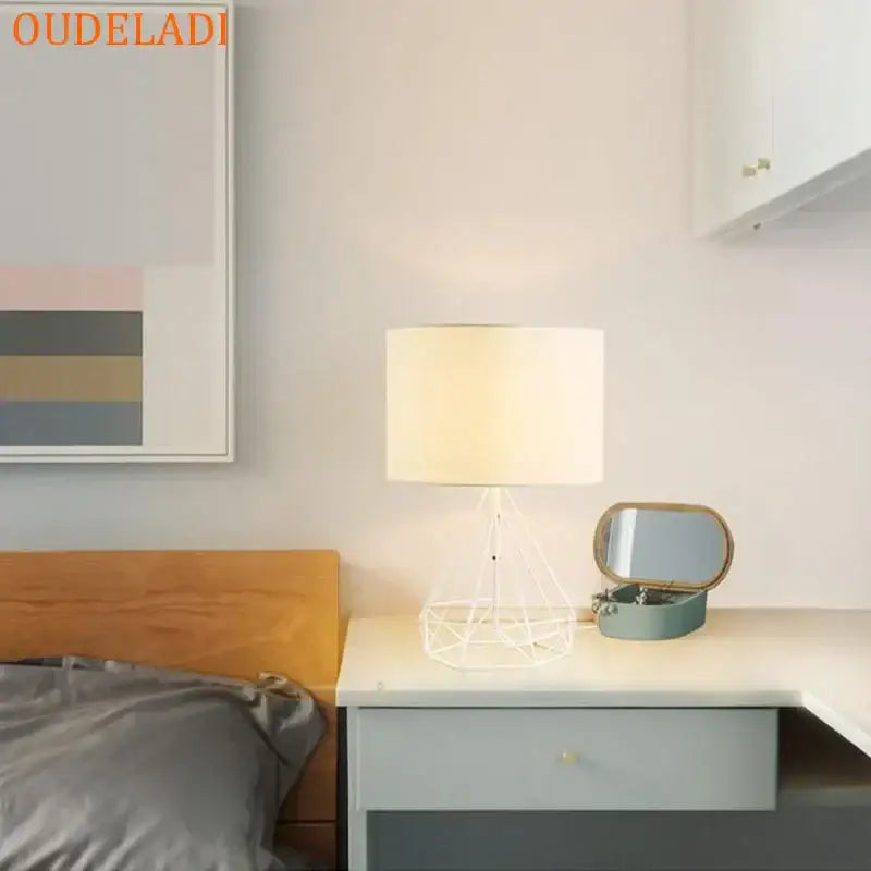 geometric gold desk lamp black bedroom table light