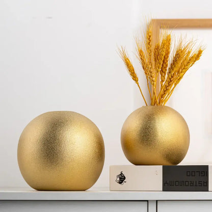geometric gold & silver spherical ceramic vases living room