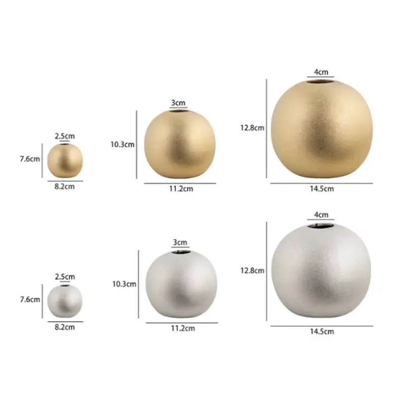 geometric gold & silver spherical ceramic vases living room