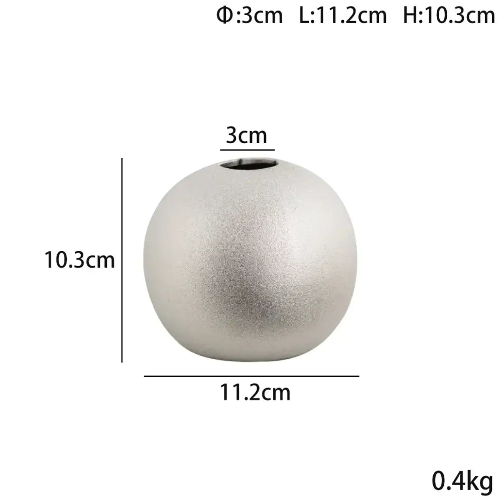 geometric gold & silver spherical ceramic vases living room