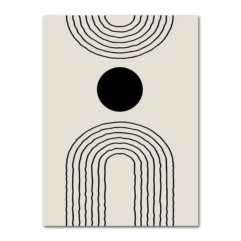 Minimalist geometric leaf boho canvas set – living room wall art