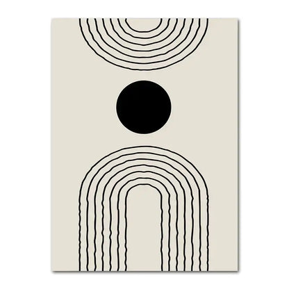 Minimalist geometric leaf boho canvas set – living room wall art
