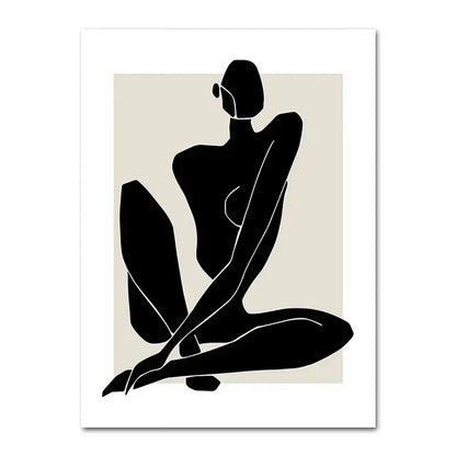 Minimalist geometric leaf boho canvas set – living room wall art