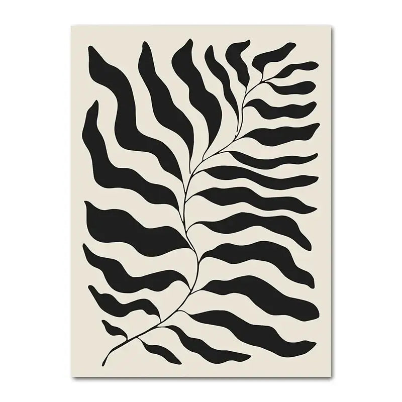 Minimalist geometric leaf boho canvas set – living room wall art