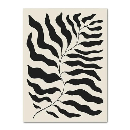 Minimalist geometric leaf boho canvas set – living room wall art