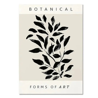 Minimalist geometric leaf boho canvas set – living room wall art