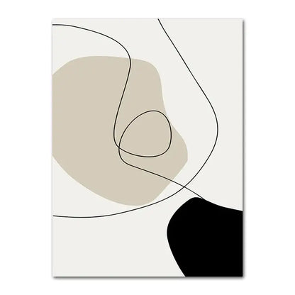 Minimalist geometric leaf boho canvas set – living room wall art