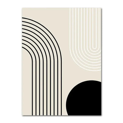Minimalist geometric leaf boho canvas set – living room wall art