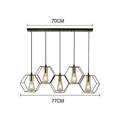 geometric led chandelier black and brass dining room light