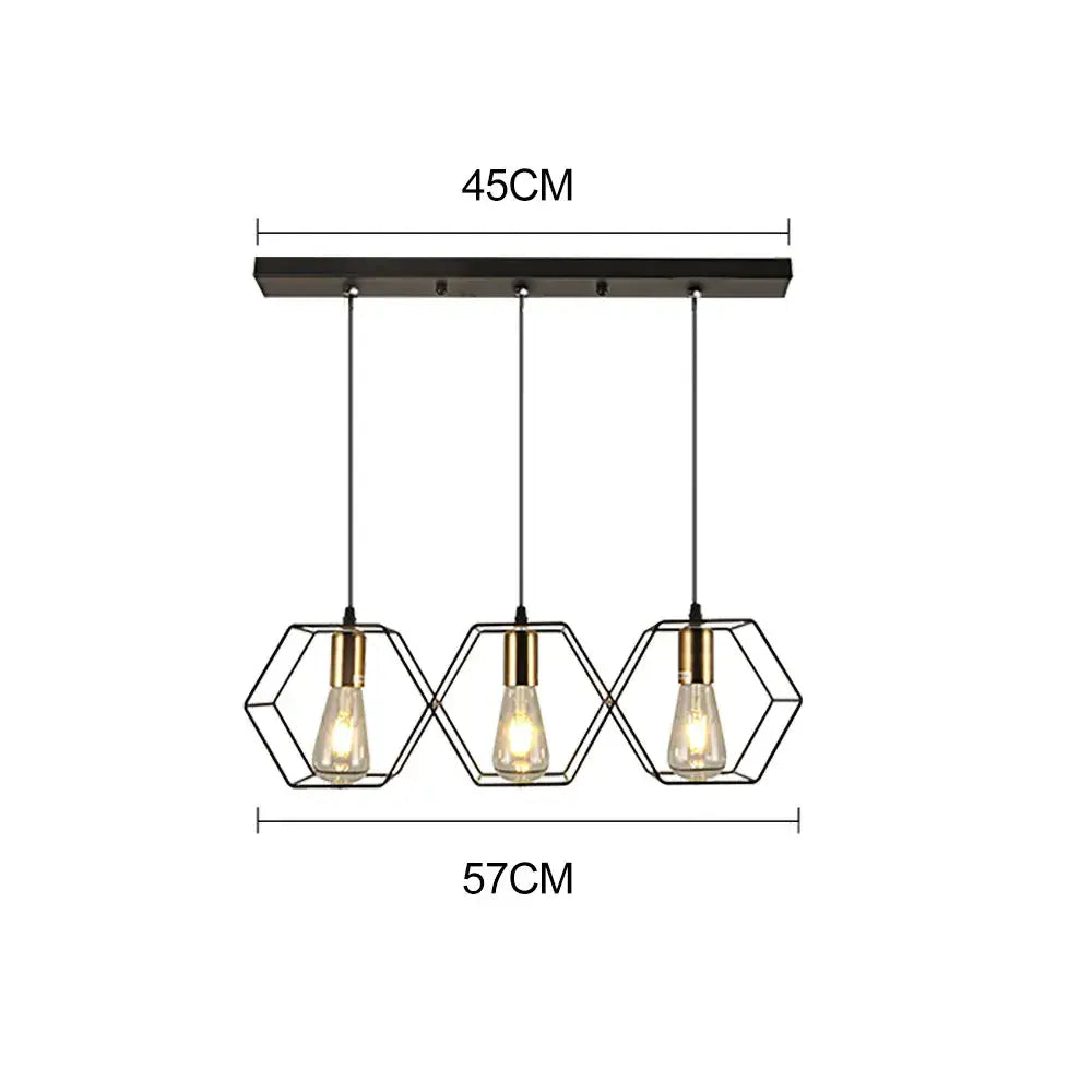 geometric led chandelier black and brass dining room light