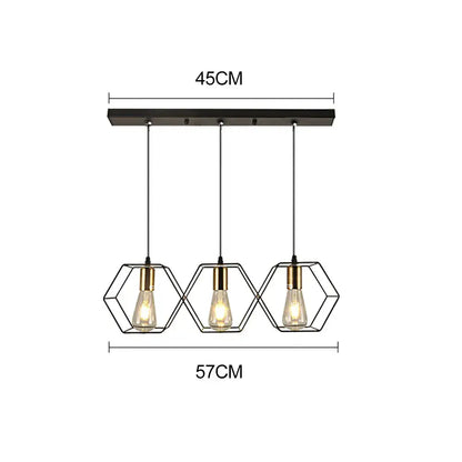 geometric led chandelier black and brass dining room light