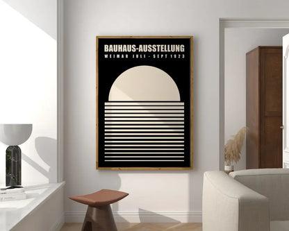 Mid century black & orange bauhaus wall art living room canvas prints